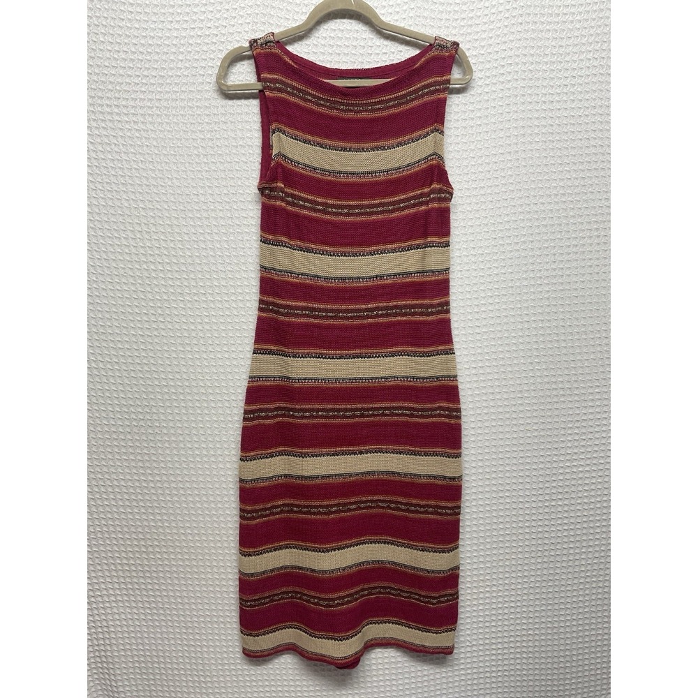 Lauren Ralph Lauren LRL Tank Dress Size M Red Striped Linen Knit Southwestern